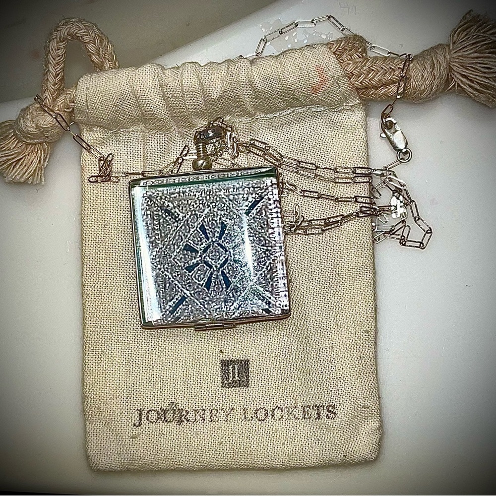 Intricate Silver Square Pendant Necklace